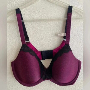 Ambrielle 40D Underwire Lightly Lined Nylon Balconette 3 Hook Adjustable Bra